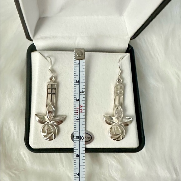 SALE! NIB 925 STERLING SILVER ROCK CRYSTAL ANGEL DANGLE EARRINGS - Picture 3 of 7